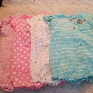 4 Girl's Rompers 6 Months